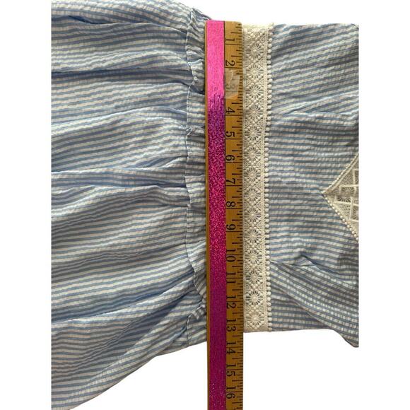 Cupshe Blue & White Stripe Lace Ruffled Mini Dress - Picture 5 of 14